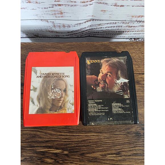 Lot of 2 Vintage 8-Track Tapes Tammy Wynette and Kenny Rogers - Picture 1 of 4